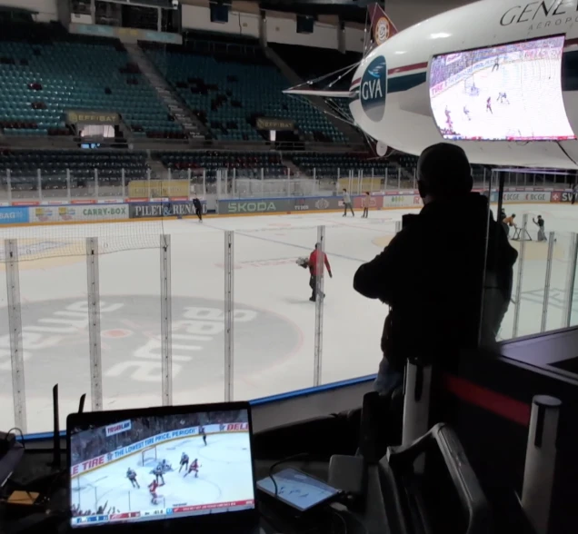 An example of the dual-mode video system showing a live feed for aerial advertising.