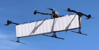 An unconventional multi-rotor that uses Ardupilot, representing a custom drone advertising platform.